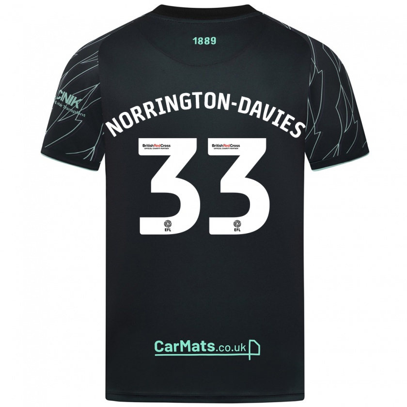 Kandiny Damen Rhys Norrington-Davies #33 Schwarz Grün Auswärtstrikot Trikot 2024/25 T-Shirt