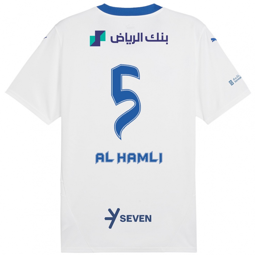 Kandiny Damen Noura Al-Hamli #5 Weiß Blau Auswärtstrikot Trikot 2024/25 T-Shirt