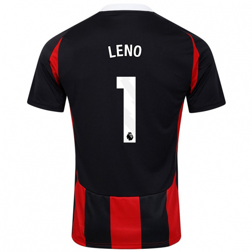 Kandiny Damen Bernd Leno #1 Schwarz Rot Auswärtstrikot Trikot 2024/25 T-Shirt