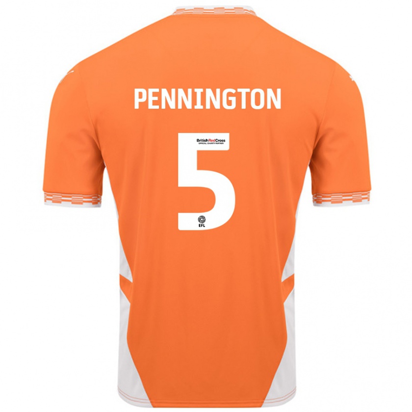 Kandiny Kinder Matthew Pennington #5 Orange Weiß Heimtrikot Trikot 2024/25 T-Shirt