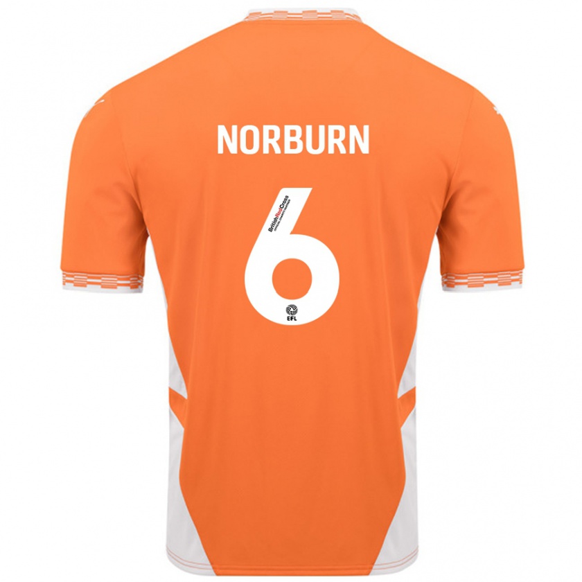 Kandiny Kinder Oliver Norburn #6 Orange Weiß Heimtrikot Trikot 2024/25 T-Shirt