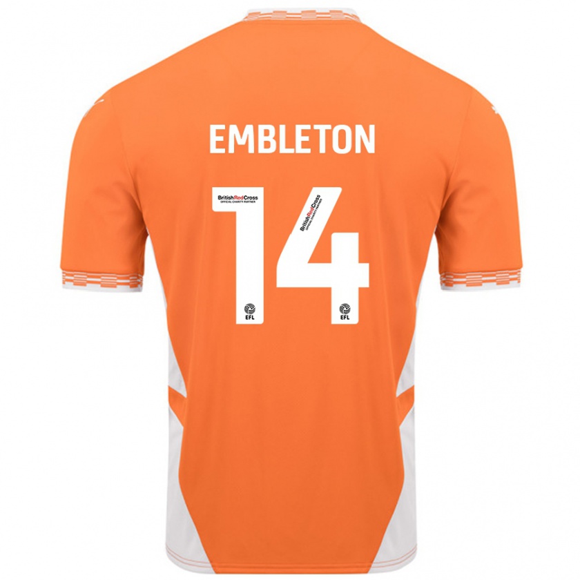 Kandiny Kinder Elliot Embleton #14 Orange Weiß Heimtrikot Trikot 2024/25 T-Shirt