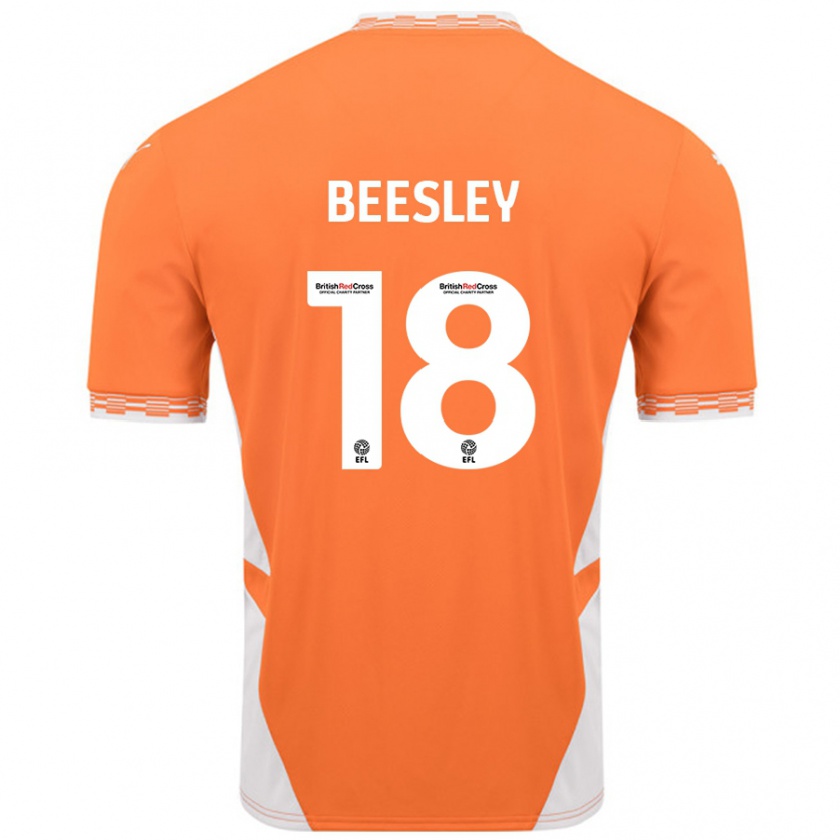 Kandiny Kinder Jake Beesley #18 Orange Weiß Heimtrikot Trikot 2024/25 T-Shirt