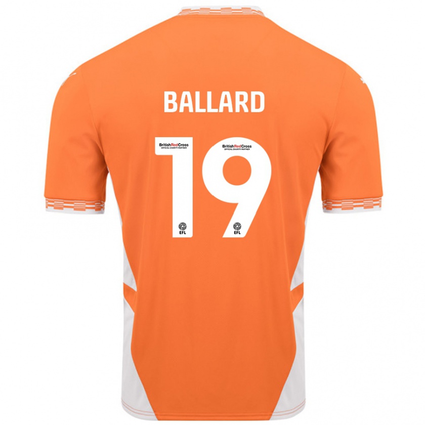 Kandiny Kinder Dom Ballard #19 Orange Weiß Heimtrikot Trikot 2024/25 T-Shirt