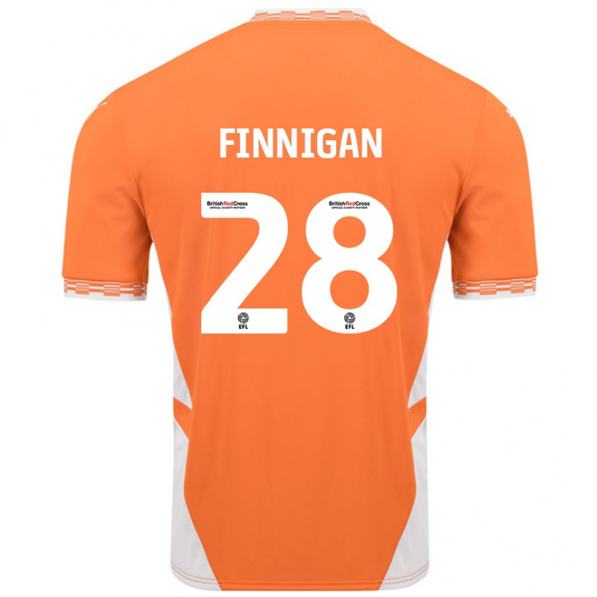 Kandiny Kinder Ryan Finnigan #28 Orange Weiß Heimtrikot Trikot 2024/25 T-Shirt