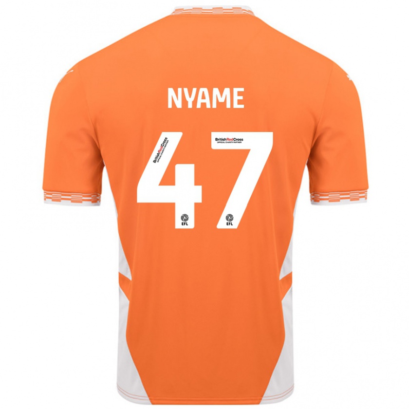 Kandiny Kinder Josh Nyame #47 Orange Weiß Heimtrikot Trikot 2024/25 T-Shirt