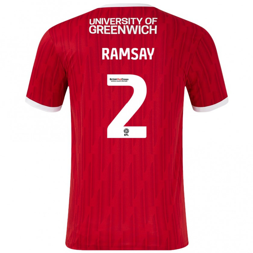 Kandiny Kinder Kayne Ramsay #2 Rot Weiß Heimtrikot Trikot 2024/25 T-Shirt