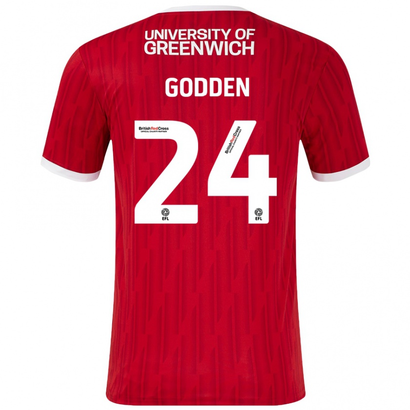 Kandiny Kinder Matty Godden #24 Rot Weiß Heimtrikot Trikot 2024/25 T-Shirt