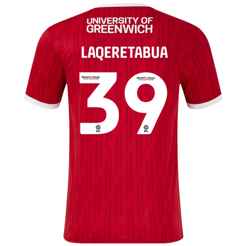 Kandiny Kinder Josh Laqeretabua #39 Rot Weiß Heimtrikot Trikot 2024/25 T-Shirt