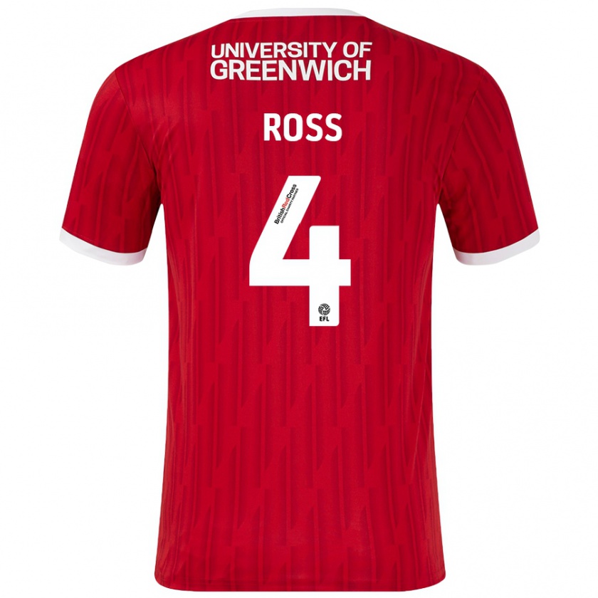 Kandiny Kinder Mia Ross #4 Rot Weiß Heimtrikot Trikot 2024/25 T-Shirt