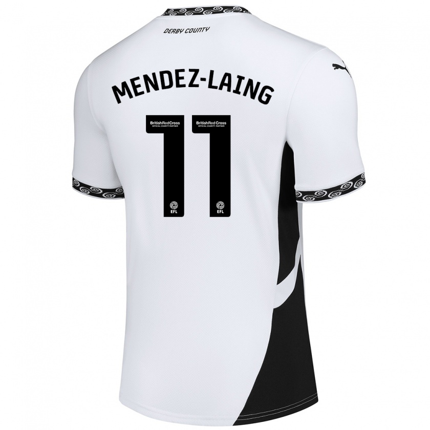 Kandiny Kinder Nathaniel Méndez-Laing #11 Weiß Schwarz Heimtrikot Trikot 2024/25 T-Shirt