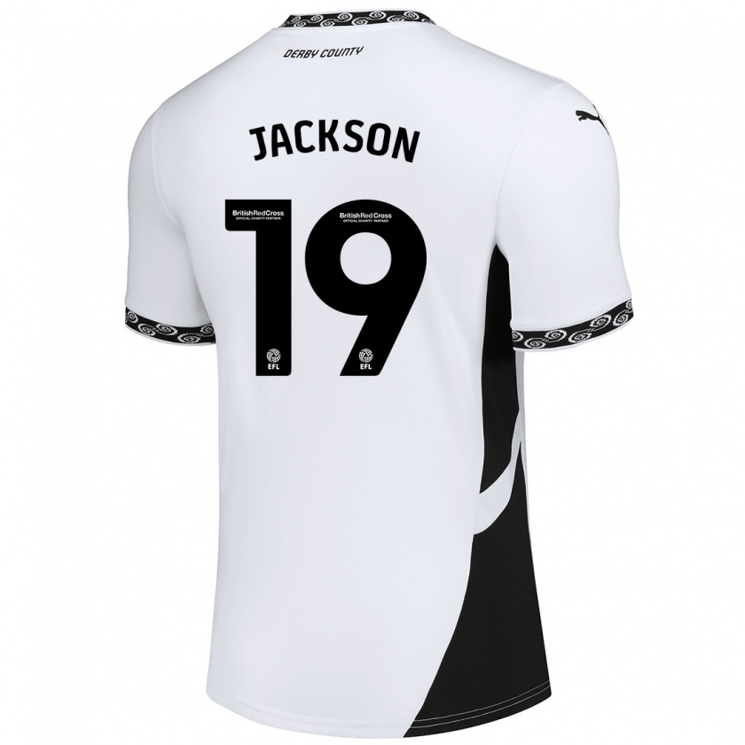 Kandiny Kinder Kayden Jackson #19 Weiß Schwarz Heimtrikot Trikot 2024/25 T-Shirt