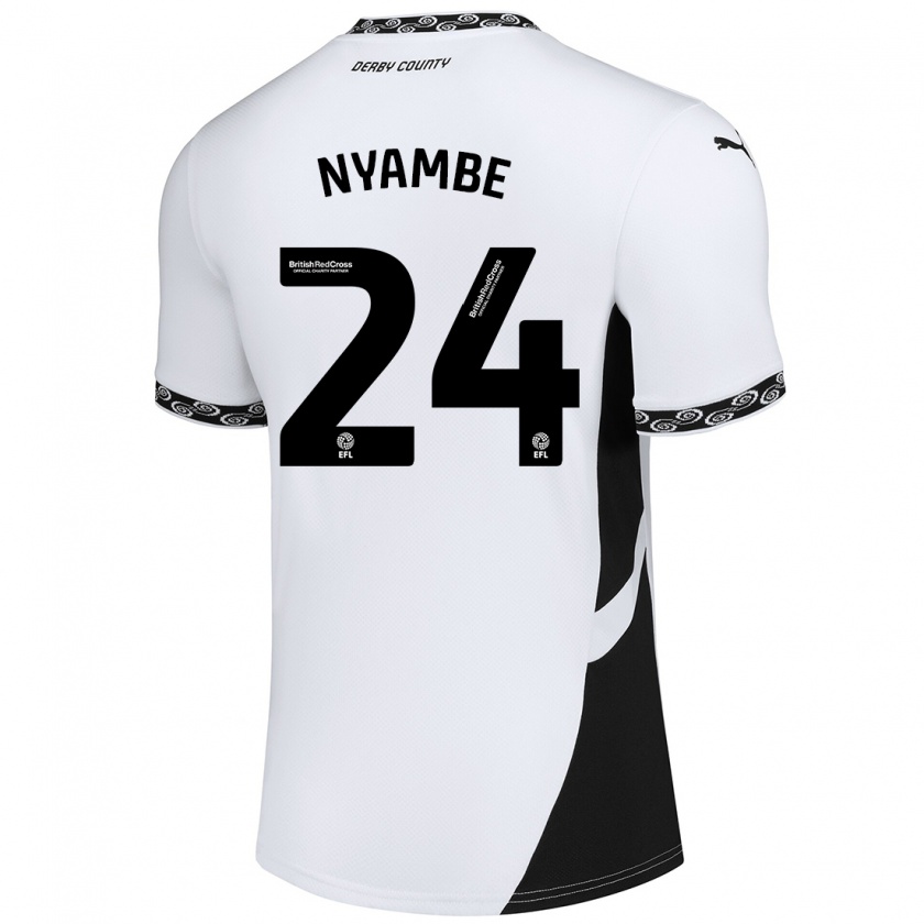 Kandiny Kinder Ryan Nyambe #24 Weiß Schwarz Heimtrikot Trikot 2024/25 T-Shirt