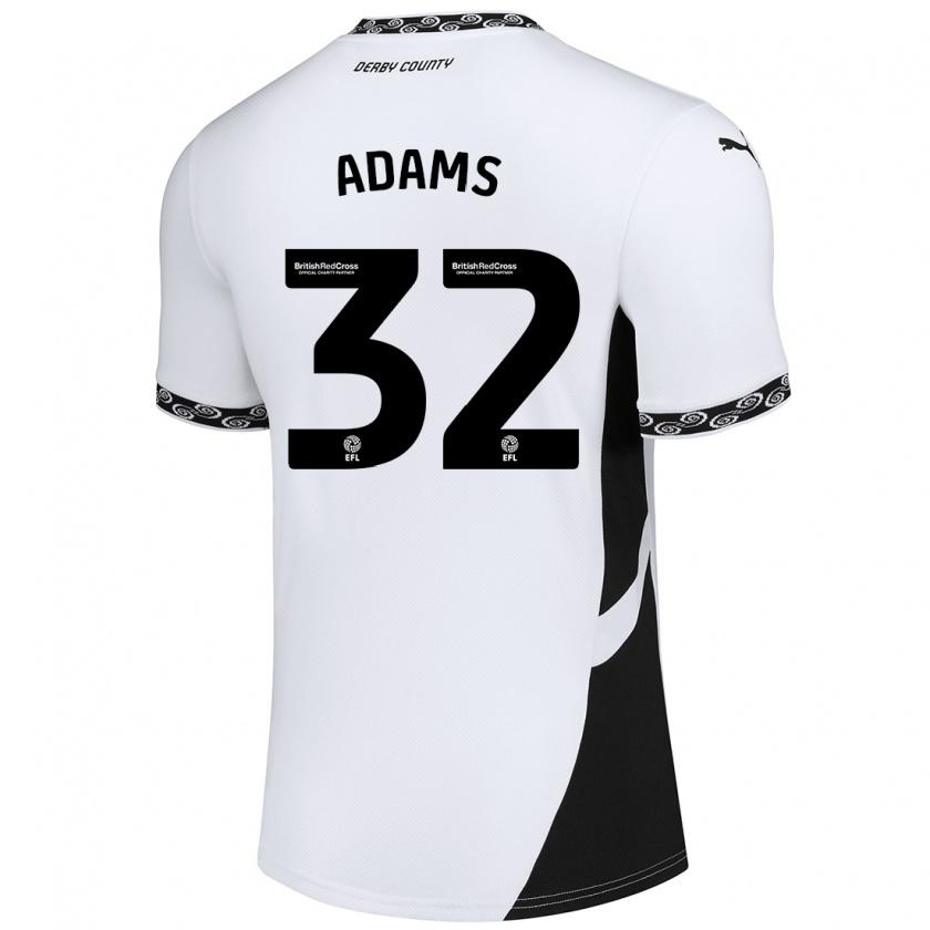 Kandiny Kinder Ebou Adams #32 Weiß Schwarz Heimtrikot Trikot 2024/25 T-Shirt