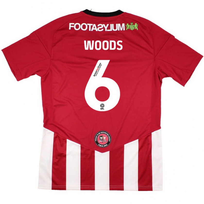 Kandiny Kinder Ryan Woods #6 Rot Weiß Heimtrikot Trikot 2024/25 T-Shirt