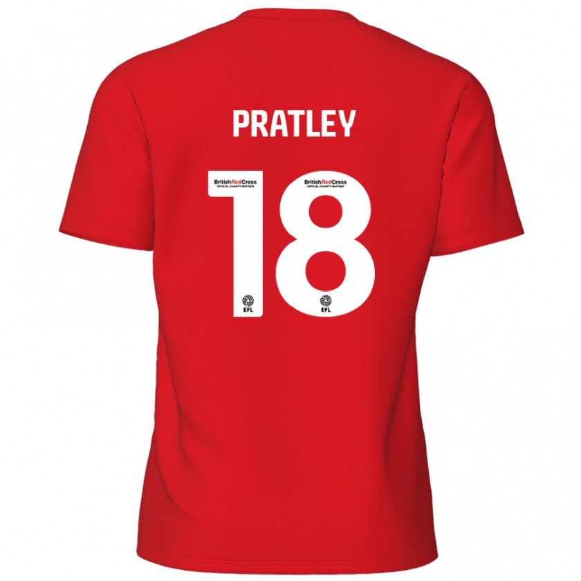 Kandiny Kinder Darren Pratley #18 Rot Heimtrikot Trikot 2024/25 T-Shirt