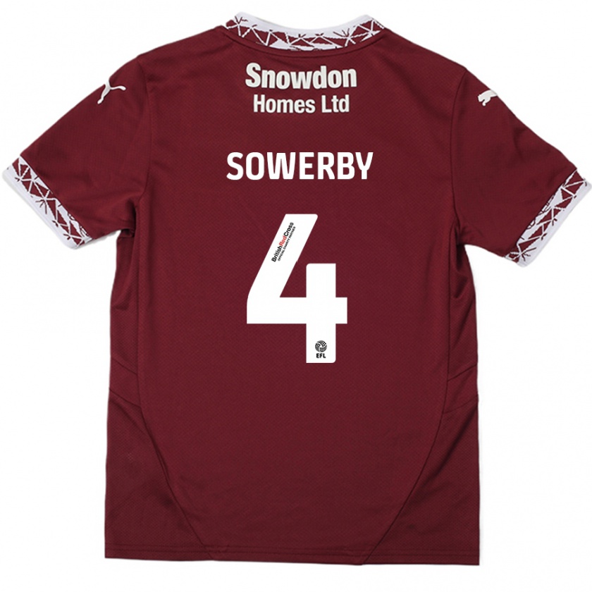 Kandiny Kinder Jack Sowerby #4 Burgundrot Heimtrikot Trikot 2024/25 T-Shirt