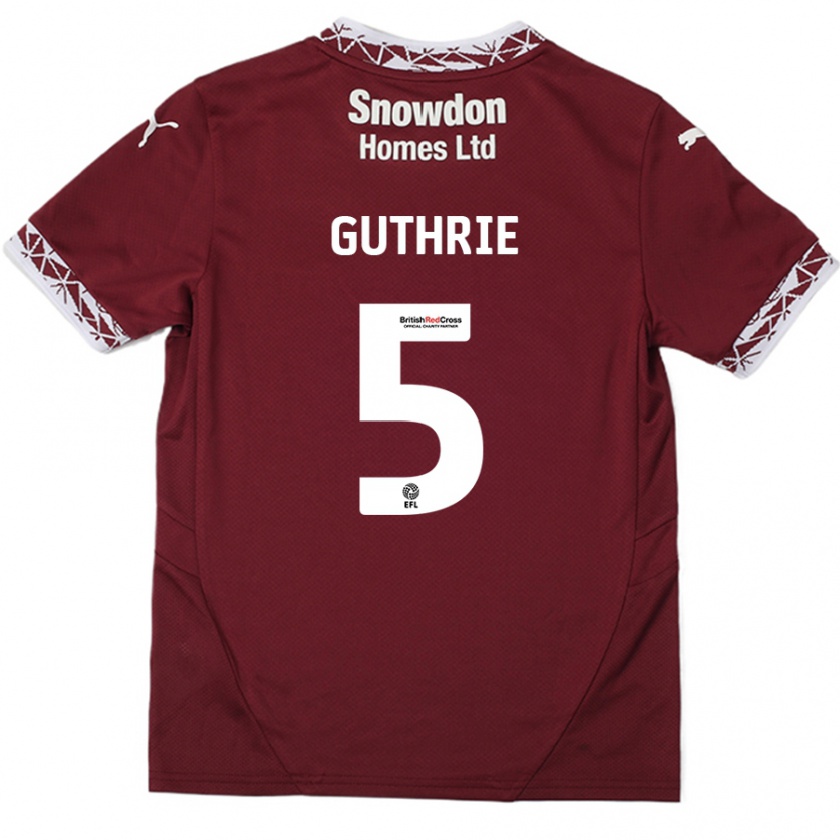 Kandiny Kinder Jon Guthrie #5 Burgundrot Heimtrikot Trikot 2024/25 T-Shirt