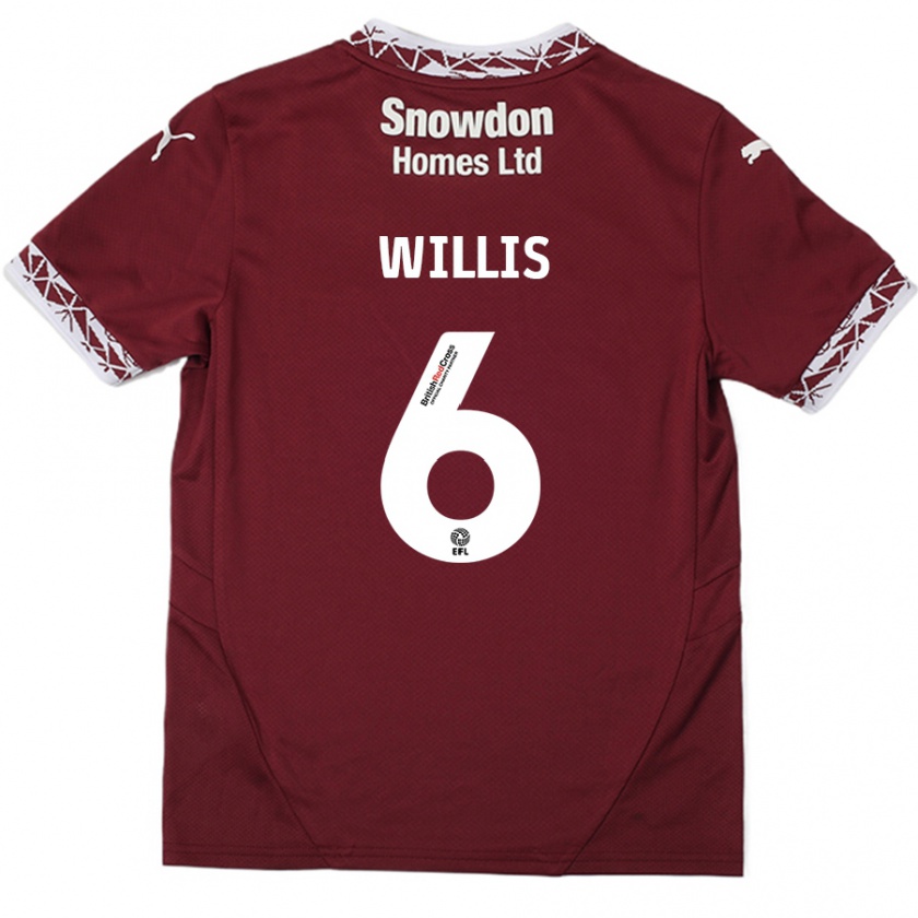 Kandiny Kinder Jordan Willis #6 Burgundrot Heimtrikot Trikot 2024/25 T-Shirt