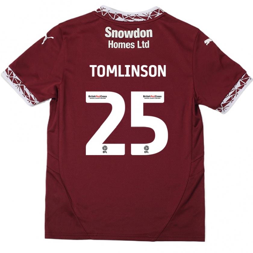 Kandiny Kinder Josh Tomlinson #25 Burgundrot Heimtrikot Trikot 2024/25 T-Shirt