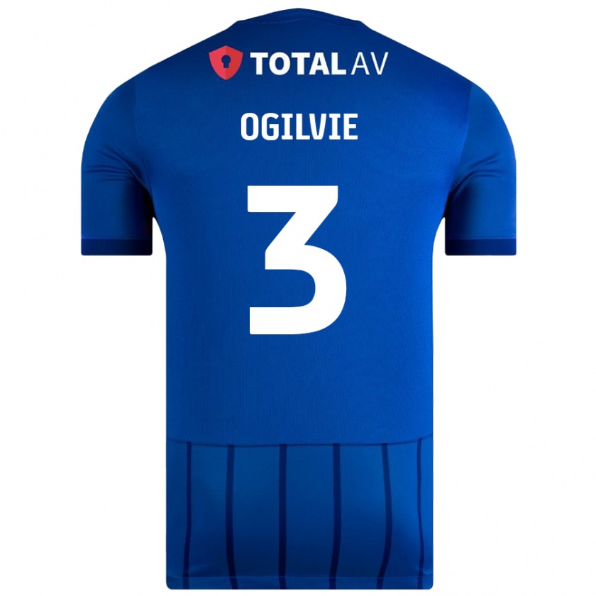 Kandiny Kinder Connor Ogilvie #3 Blau Heimtrikot Trikot 2024/25 T-Shirt