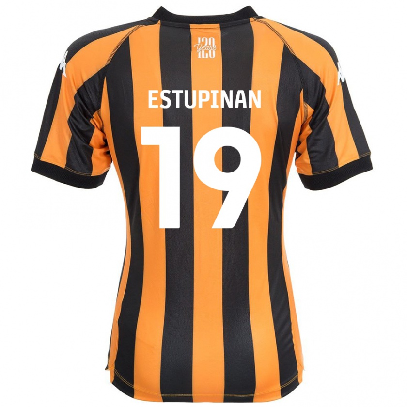 Kandiny Kinder Óscar Estupiñán #19 Schwarz Bernstein Heimtrikot Trikot 2024/25 T-Shirt