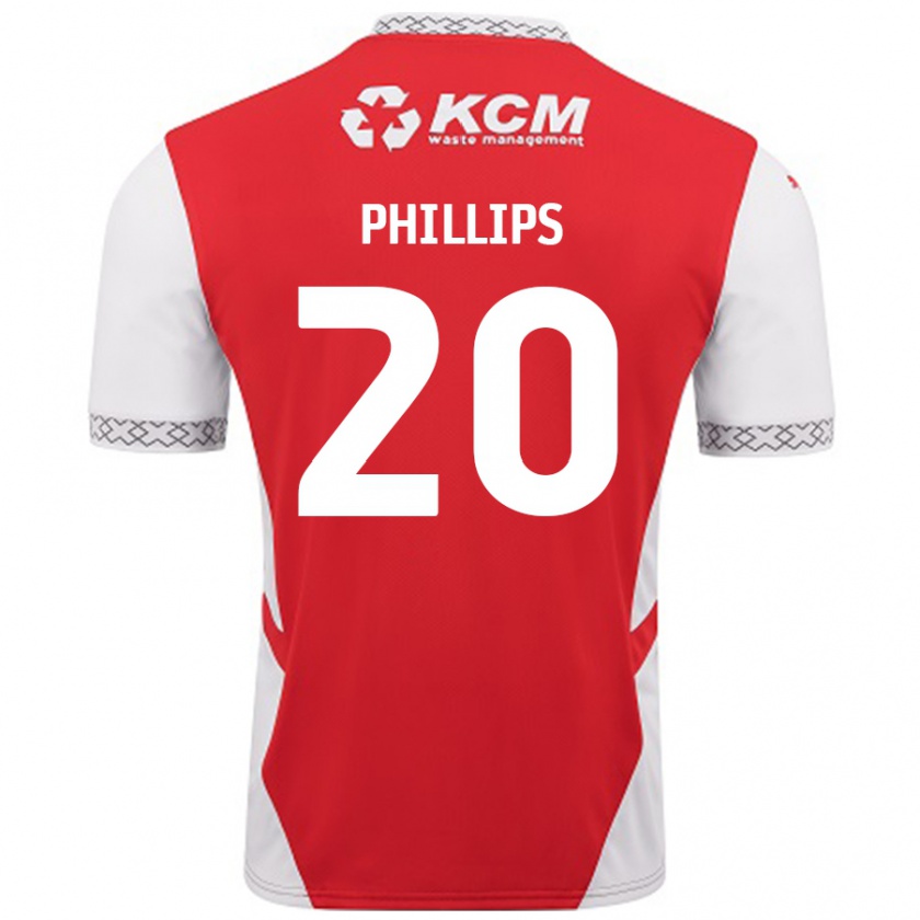 Kandiny Kinder Dillon Phillips #20 Rot Weiß Heimtrikot Trikot 2024/25 T-Shirt