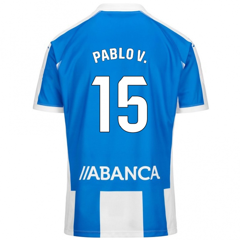 Kandiny Kinder Pablo Vázquez #15 Blau Weiß Heimtrikot Trikot 2024/25 T-Shirt