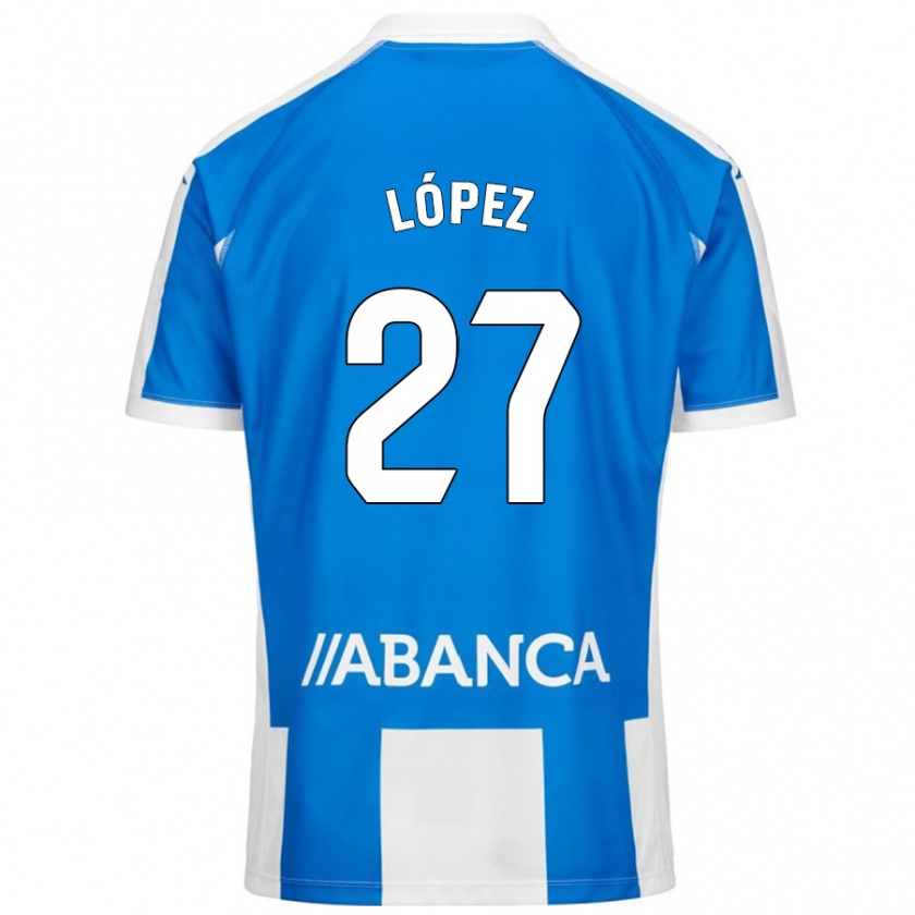 Kandiny Kinder Rubén López #27 Blau Weiß Heimtrikot Trikot 2024/25 T-Shirt