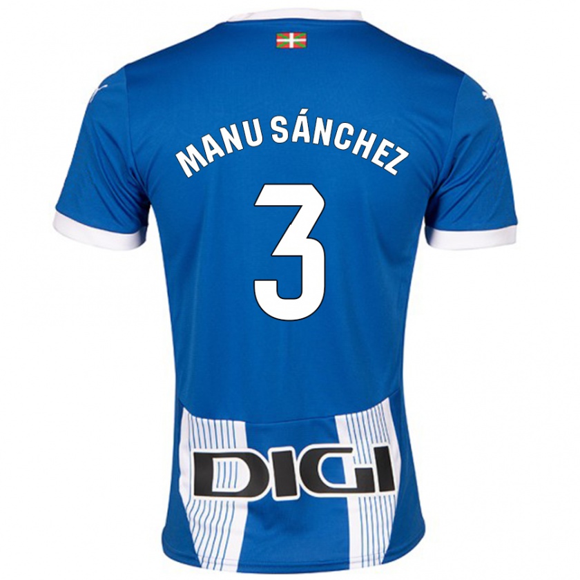 Kandiny Kinder Manu Sánchez #3 Blau Heimtrikot Trikot 2024/25 T-Shirt