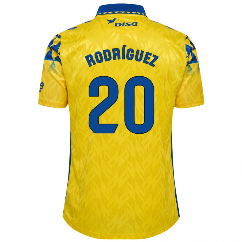 Kandiny Kinder Kirian Rodríguez #20 Gelb Blau Heimtrikot Trikot 2024/25 T-Shirt