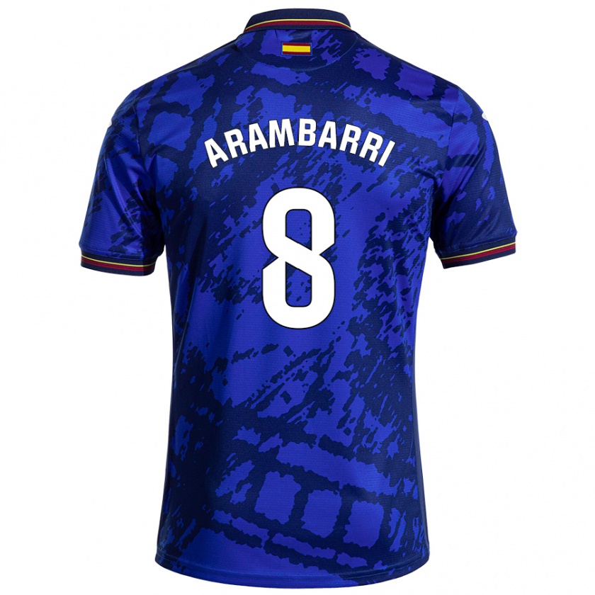 Kandiny Kinder Mauro Arambarri #8 Dunkleres Blau Heimtrikot Trikot 2024/25 T-Shirt