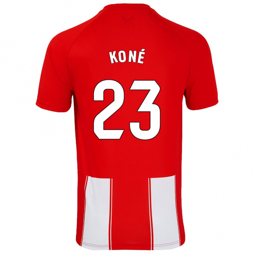 Kandiny Kinder Ibrahima Koné #23 Rot Weiß Heimtrikot Trikot 2024/25 T-Shirt