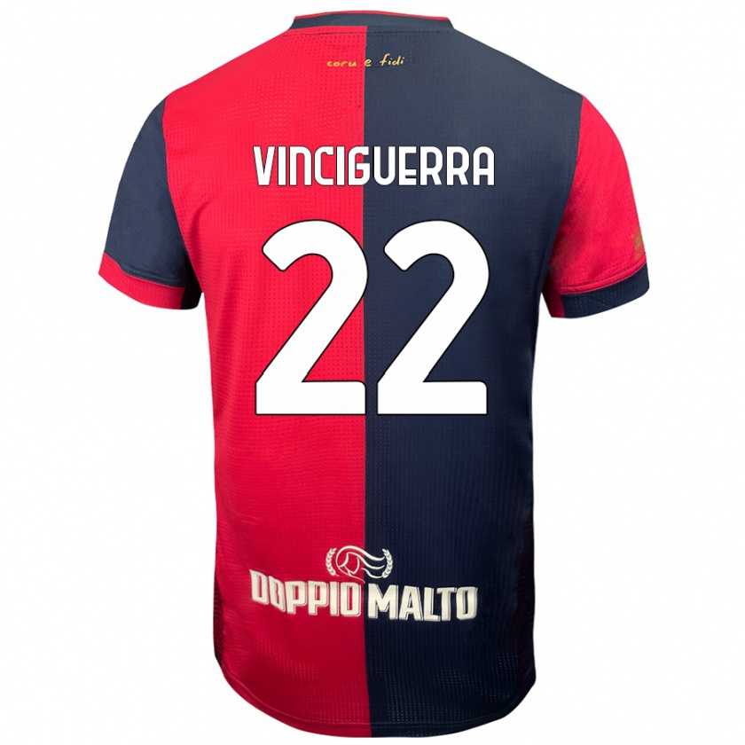 Kandiny Kinder Alessandro Vinciguerra #22 Rot Dunkleres Blau Heimtrikot Trikot 2024/25 T-Shirt