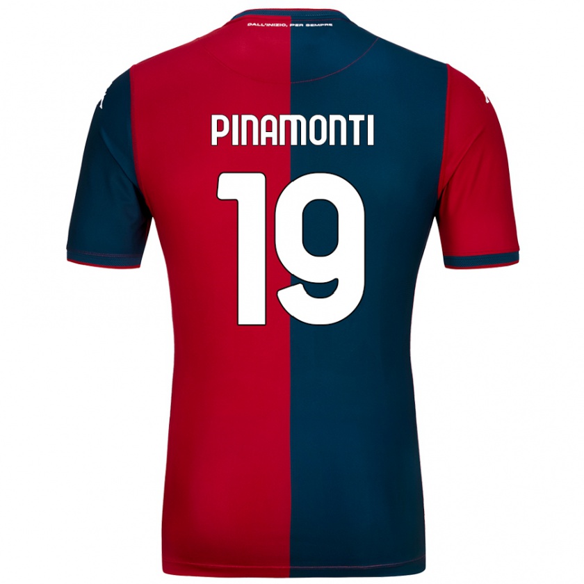 Kandiny Kinder Andrea Pinamonti #19 Rot Dunkelblau Heimtrikot Trikot 2024/25 T-Shirt