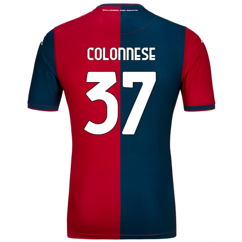 Kandiny Kinder Lorenzo Colonnese #37 Rot Dunkelblau Heimtrikot Trikot 2024/25 T-Shirt