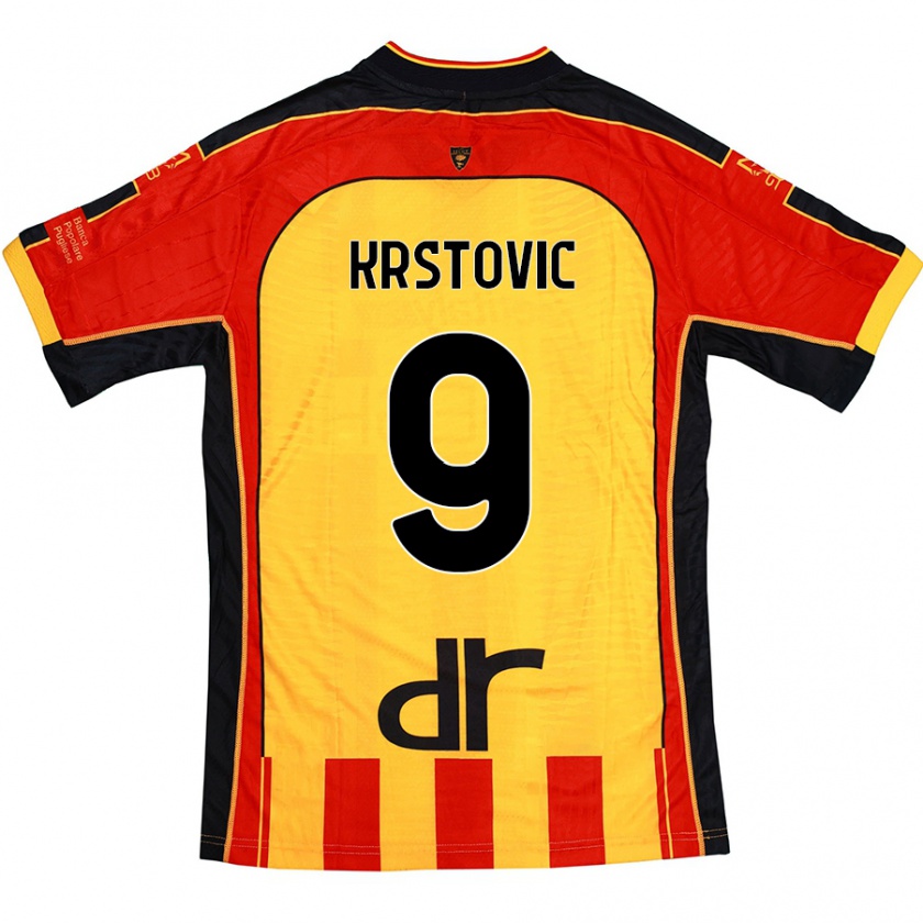 Kandiny Kinder Nikola Krstovic #9 Gelb Rot Heimtrikot Trikot 2024/25 T-Shirt