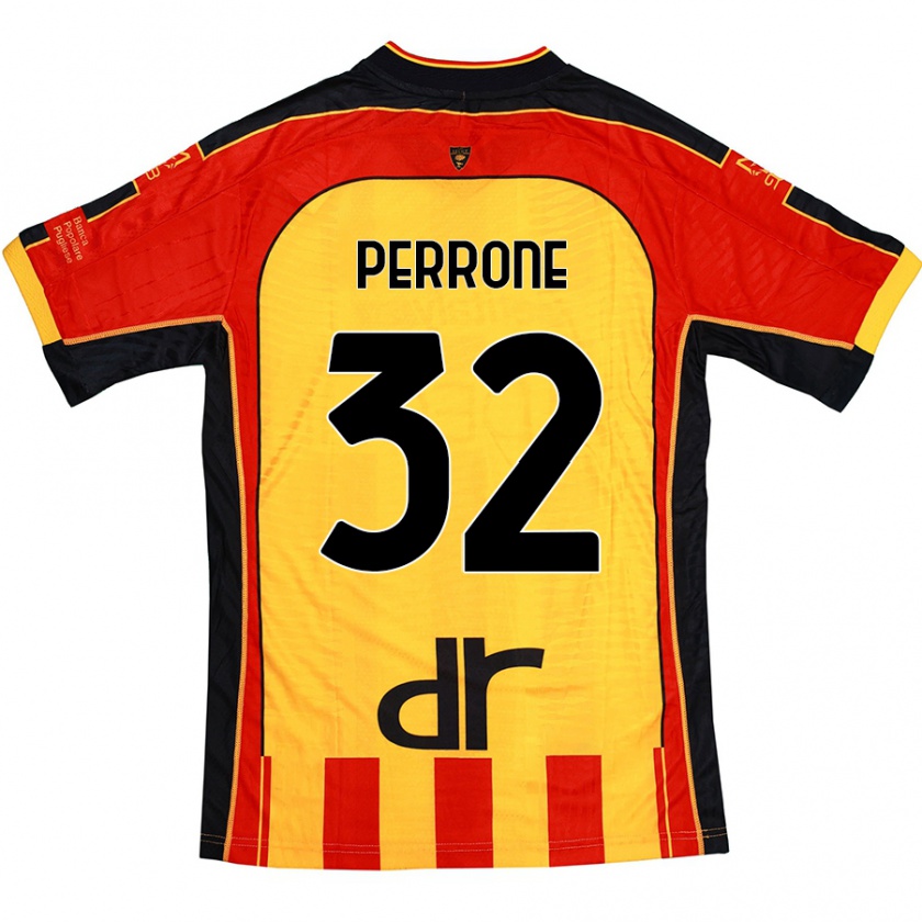 Kandiny Kinder Samuele Perrone #32 Gelb Rot Heimtrikot Trikot 2024/25 T-Shirt