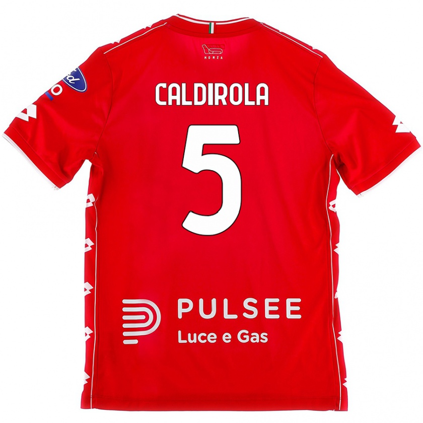 Kandiny Kinder Luca Caldirola #5 Rot Weiß Heimtrikot Trikot 2024/25 T-Shirt