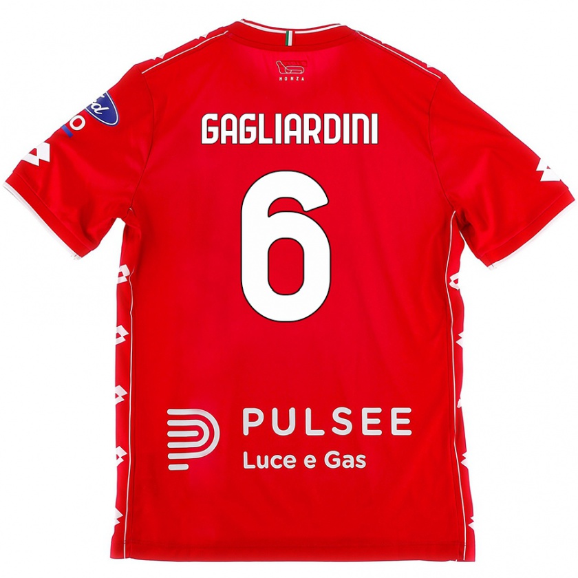 Kandiny Kinder Roberto Gagliardini #6 Rot Weiß Heimtrikot Trikot 2024/25 T-Shirt