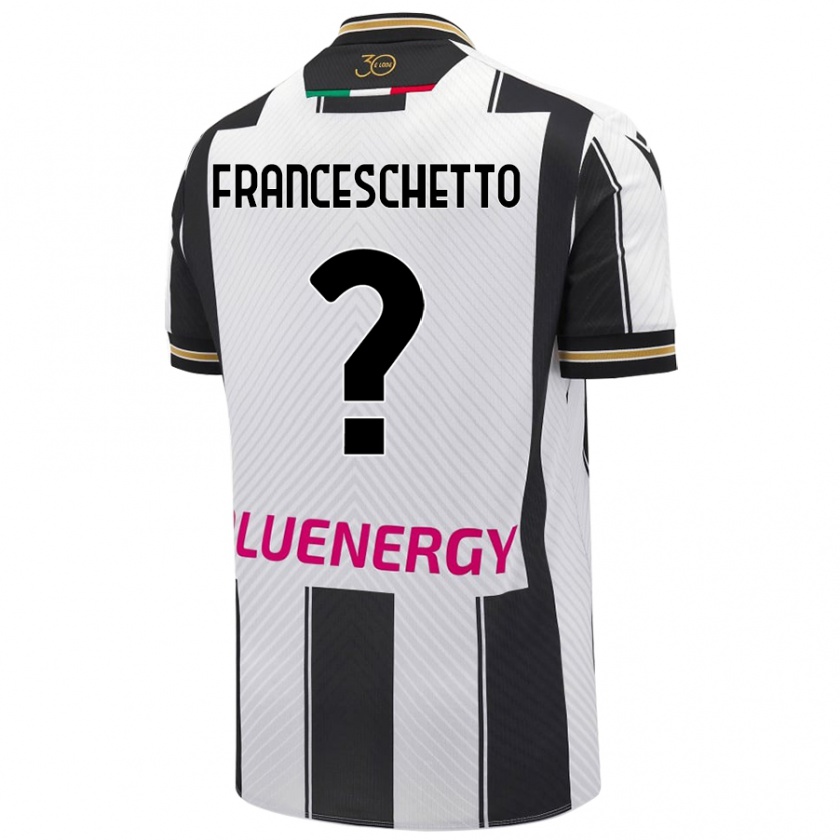 Kandiny Kinder Mattia Franceschetto #0 Weiß Schwarz Heimtrikot Trikot 2024/25 T-Shirt