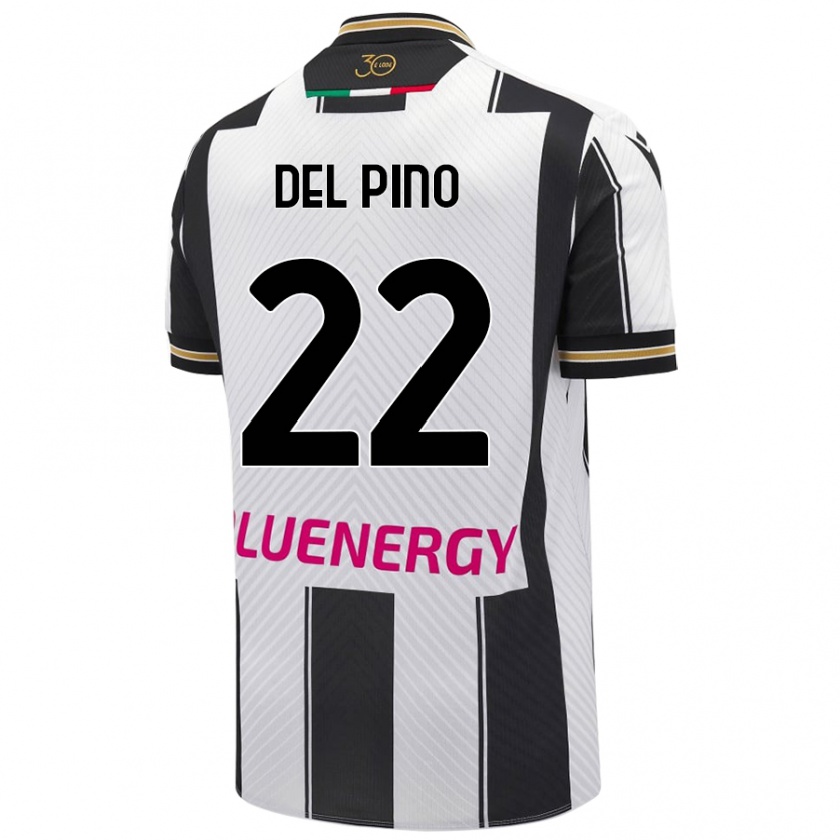 Kandiny Kinder Lorenzo Del Pino #22 Weiß Schwarz Heimtrikot Trikot 2024/25 T-Shirt