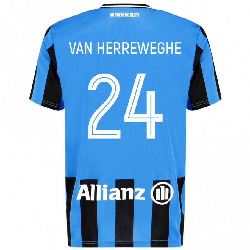 Kandiny Kinder Febe Van Herreweghe #24 Himmelblau Schwarz Heimtrikot Trikot 2024/25 T-Shirt