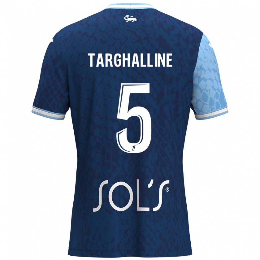 Kandiny Kinder Oussama Targhalline #5 Himmelblau Dunkelblau Heimtrikot Trikot 2024/25 T-Shirt