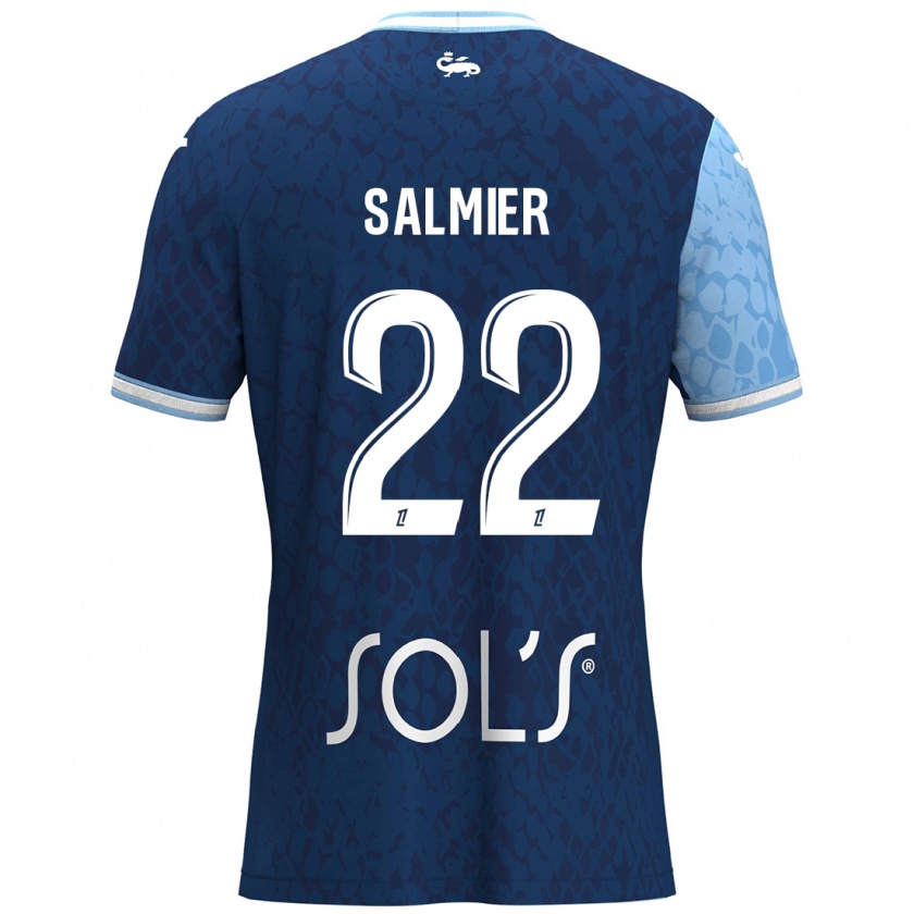 Kandiny Kinder Yoann Salmier #22 Himmelblau Dunkelblau Heimtrikot Trikot 2024/25 T-Shirt