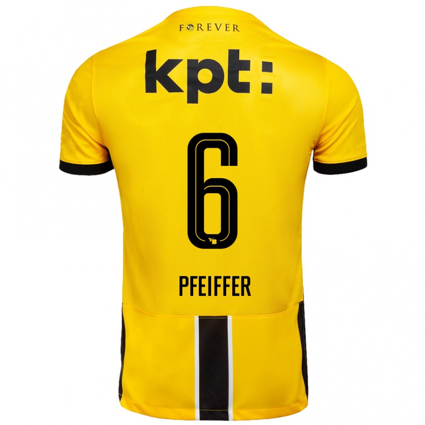 Kandiny Kinder Patric Pfeiffer #6 Gelb Schwarz Heimtrikot Trikot 2024/25 T-Shirt