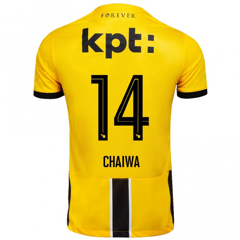 Kandiny Kinder Miguel Chaiwa #14 Gelb Schwarz Heimtrikot Trikot 2024/25 T-Shirt