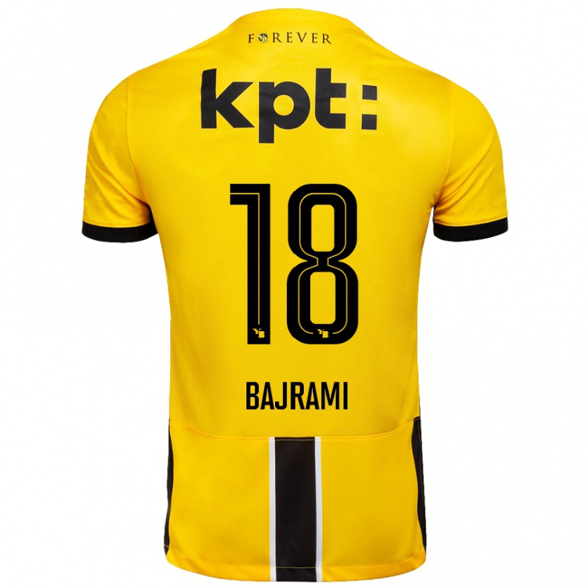 Kandiny Kinder Ardian Bajrami #18 Gelb Schwarz Heimtrikot Trikot 2024/25 T-Shirt