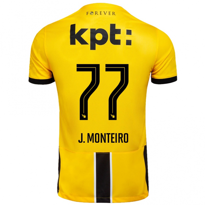 Kandiny Kinder Joël Monteiro #77 Gelb Schwarz Heimtrikot Trikot 2024/25 T-Shirt