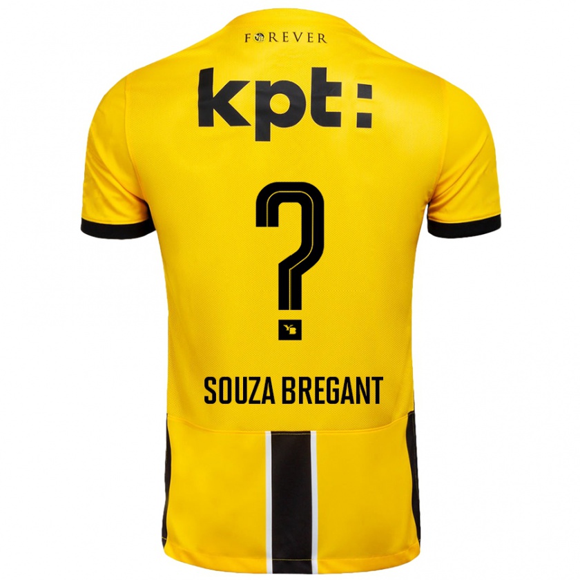 Kandiny Kinder Pietro Souza Bregant #0 Gelb Schwarz Heimtrikot Trikot 2024/25 T-Shirt